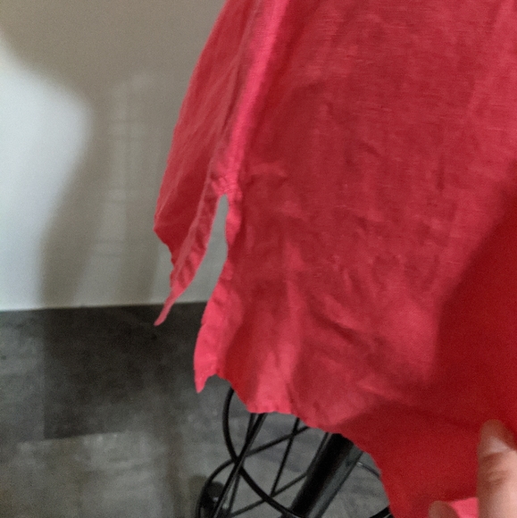 Eileen Fisher Organic Irish Linen Button Down Top Pink XS Preppy Classic Casual - Picture 5 of 9